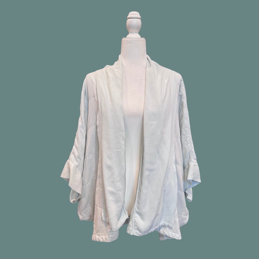 Saturday Sunday Quilted Open Front Cardigan Womens M/L Blue Excellent Kimono